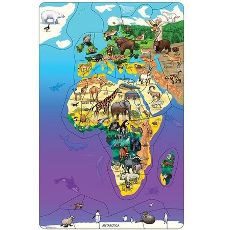 DOWLING MAGNETS Dowling Magnets DO-734110 11.5 x 18 in. Eurasia Africa Wildlife Map Puzzle DO-734110